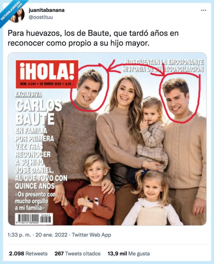 huevazos,reconocer,carlos baute,hijo,clavado