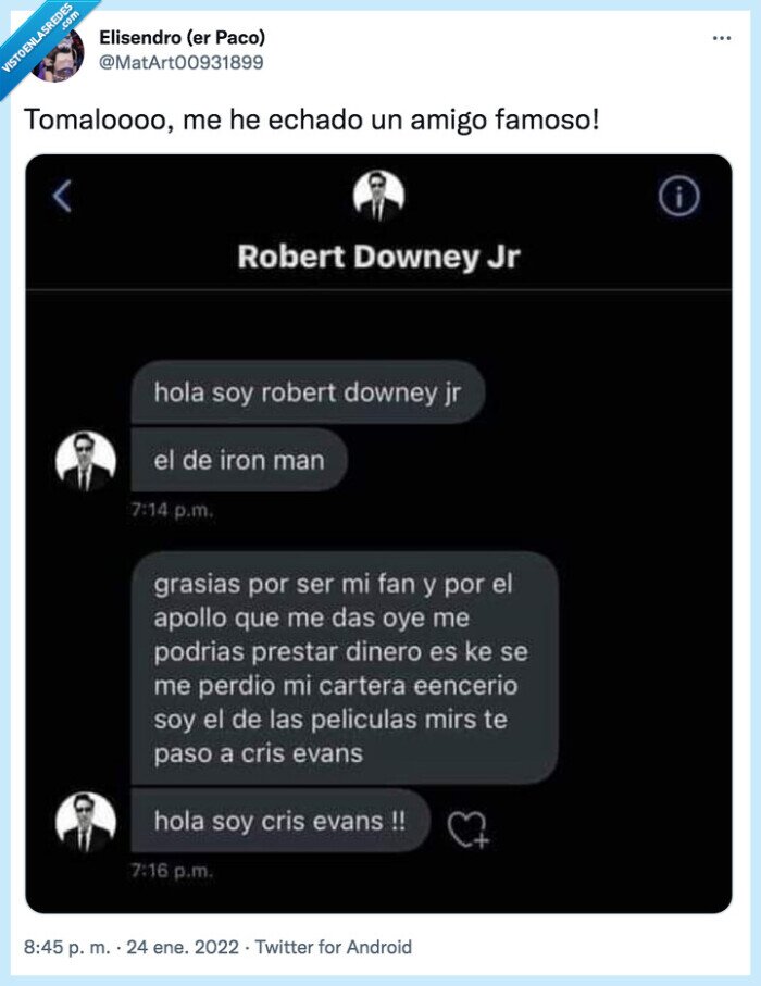 famoso,dinero,iron man,pedir dinero