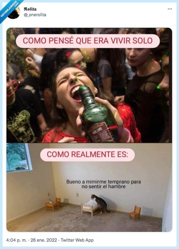 vivir solo,hambre,fiestas