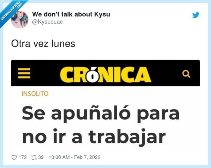 lunes,apuñalarse,trabajar