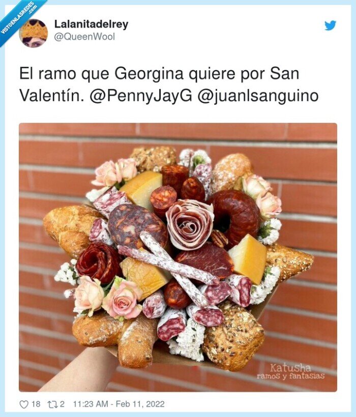 san valentín,ramo,carne,embotidos