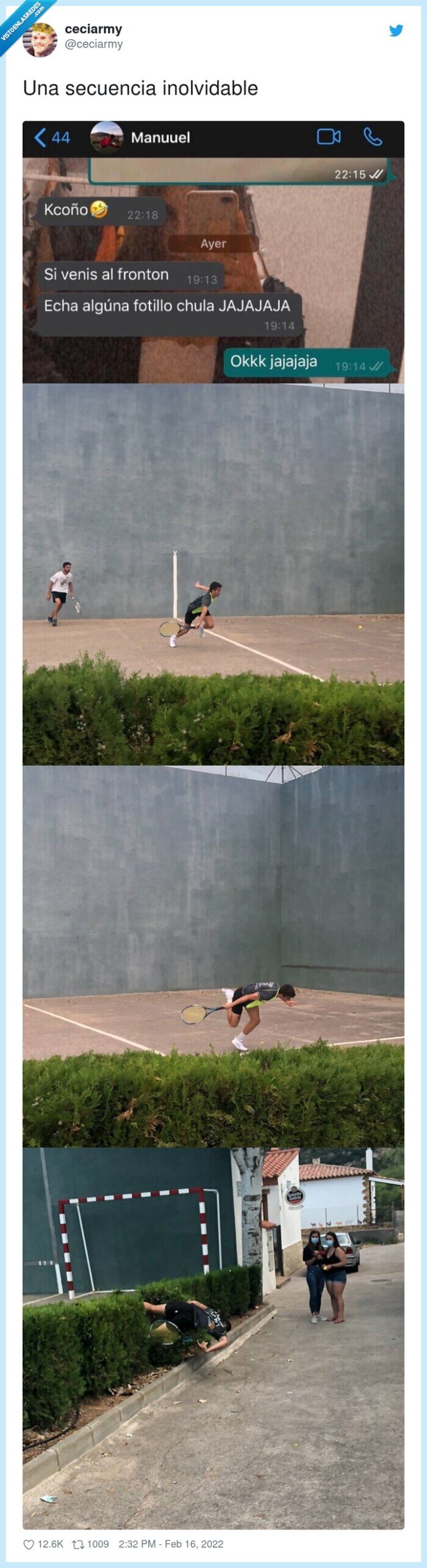 inolvidable,secuencia,fotos,caída,fronton