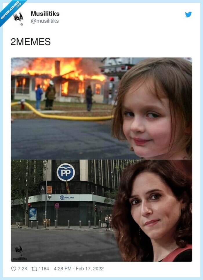 ayuso,pp,quemar,niña en llamas