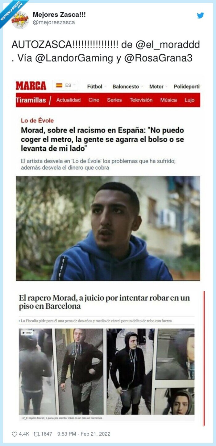 morad,rapero,ladrón,delincuente,vete ya,autozasca,vía