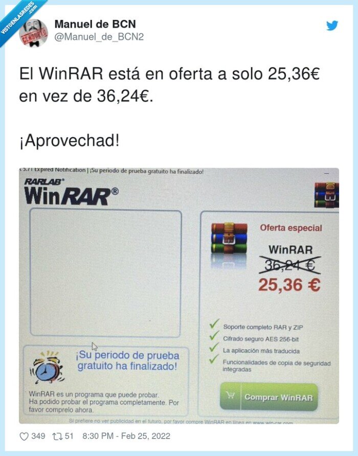 aprovechar,36,24€,25,36€,winrar,oferta