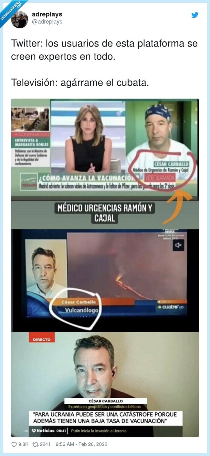 televisión,cesar carballo,expertos,twitter