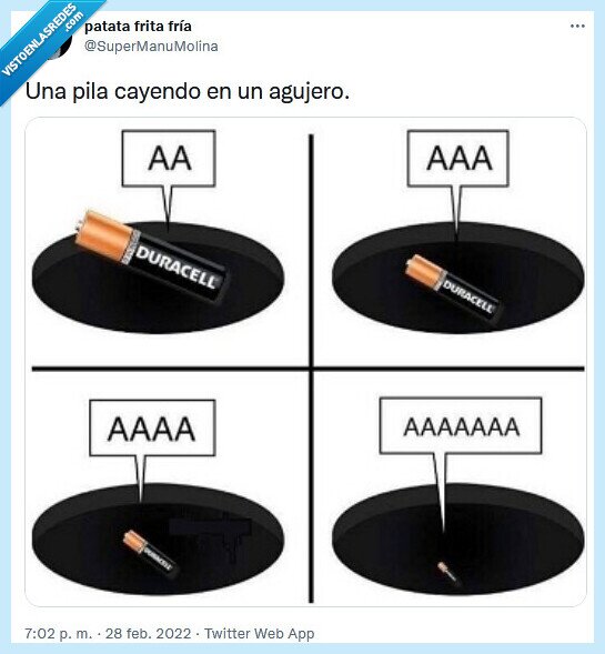 pila,caer,agujero,tamaño
