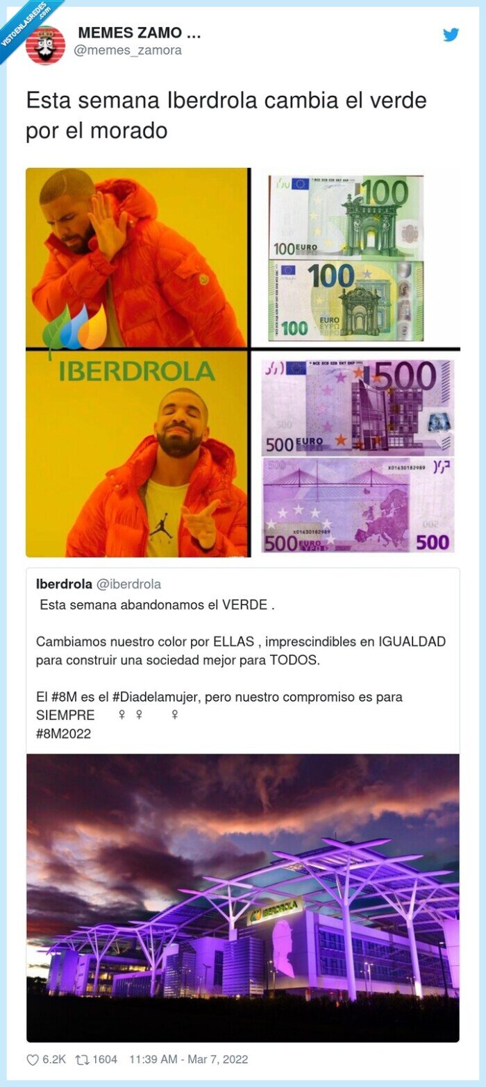 iberdrola,semana,cambiar,morado,verde,color,billetes