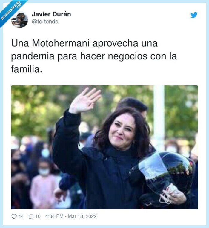 motohermani,aprovechar,pandemia,negocios,familia,ayuso,motomami