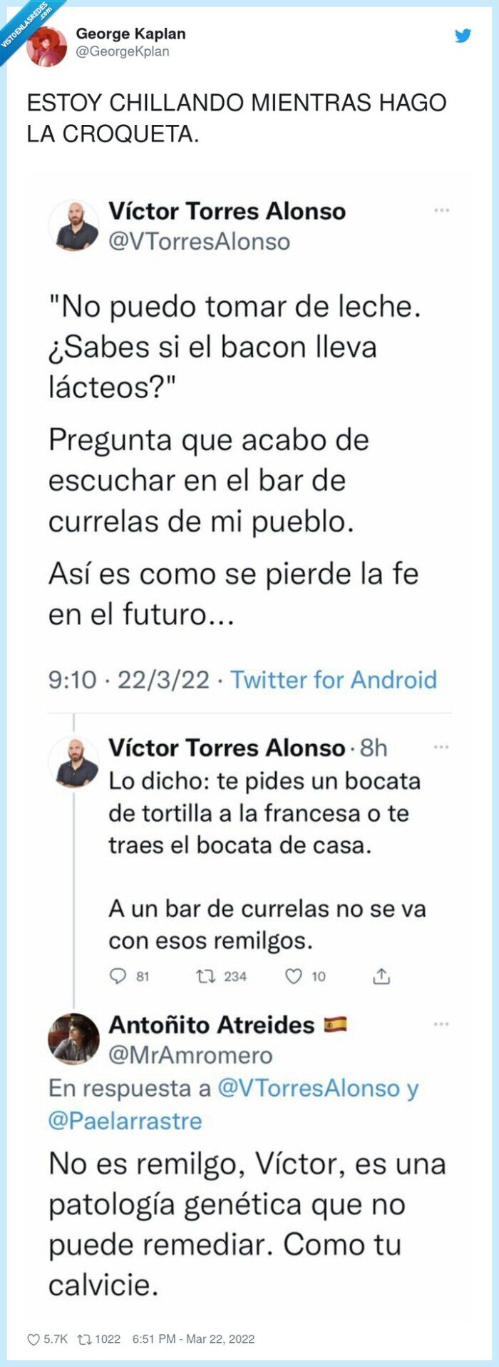 vegano,calvo,patología genética,leche,bacon,lácteos