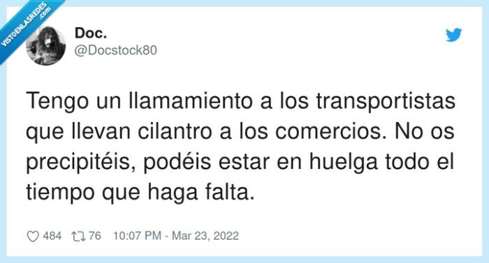 transportistas,llamamiento,comercios,cilantro