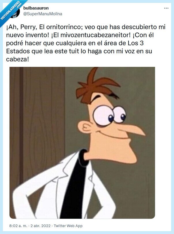 perry,ornitorrinco,invento,voz,cabeza