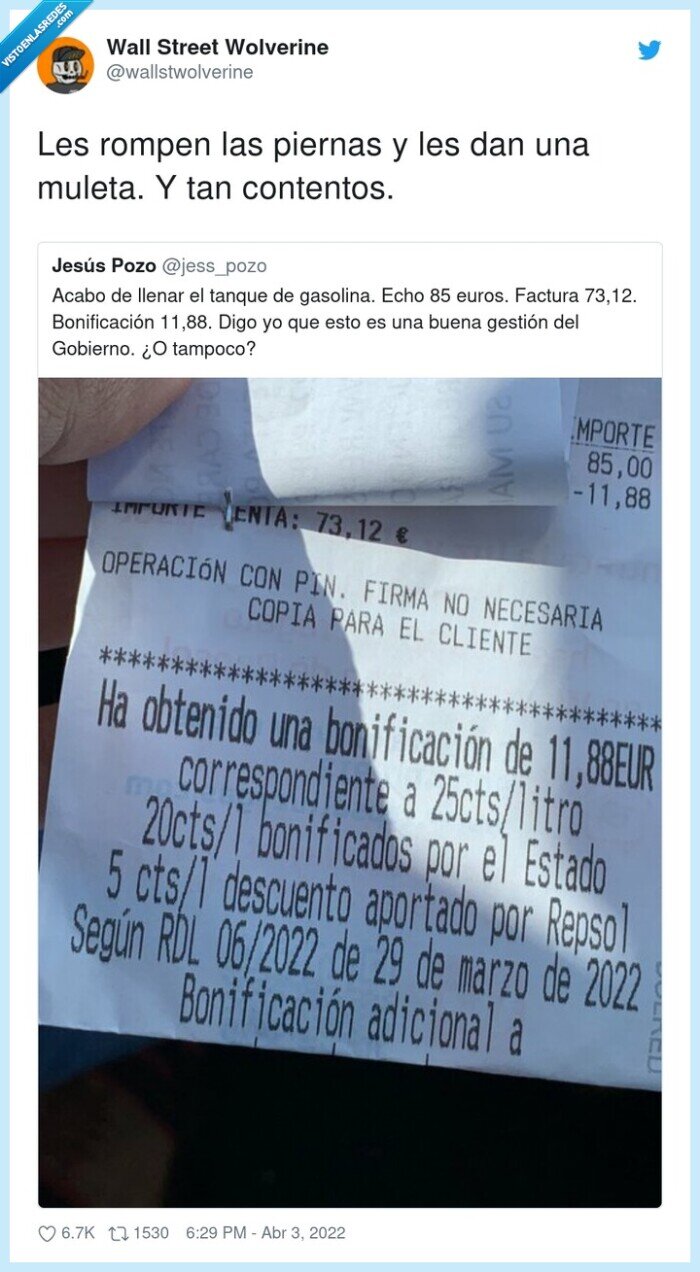 contentos,piernas,romper,muleta,gasolina,descuento,gobierno