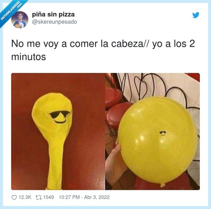 cabeza,minutos,comerse,globo