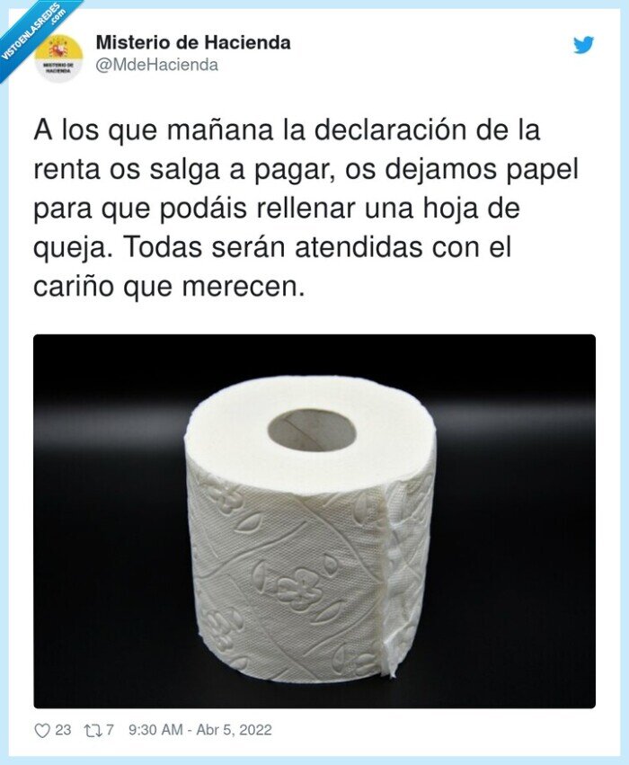 declaración,atendidas,rellenar,hacienda,papel de wc
