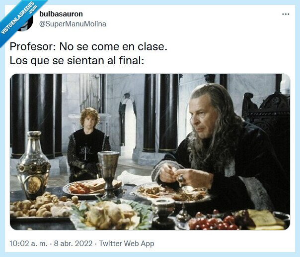 comer,final,clase,profesor,el señor de los anillos