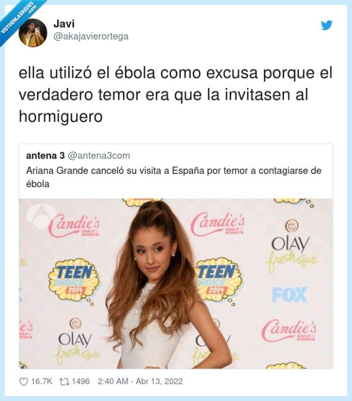 el hormiguero,invitación,ebola,ariana grande