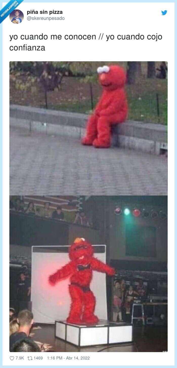 confianza,elmo,parado,triste,fiestero