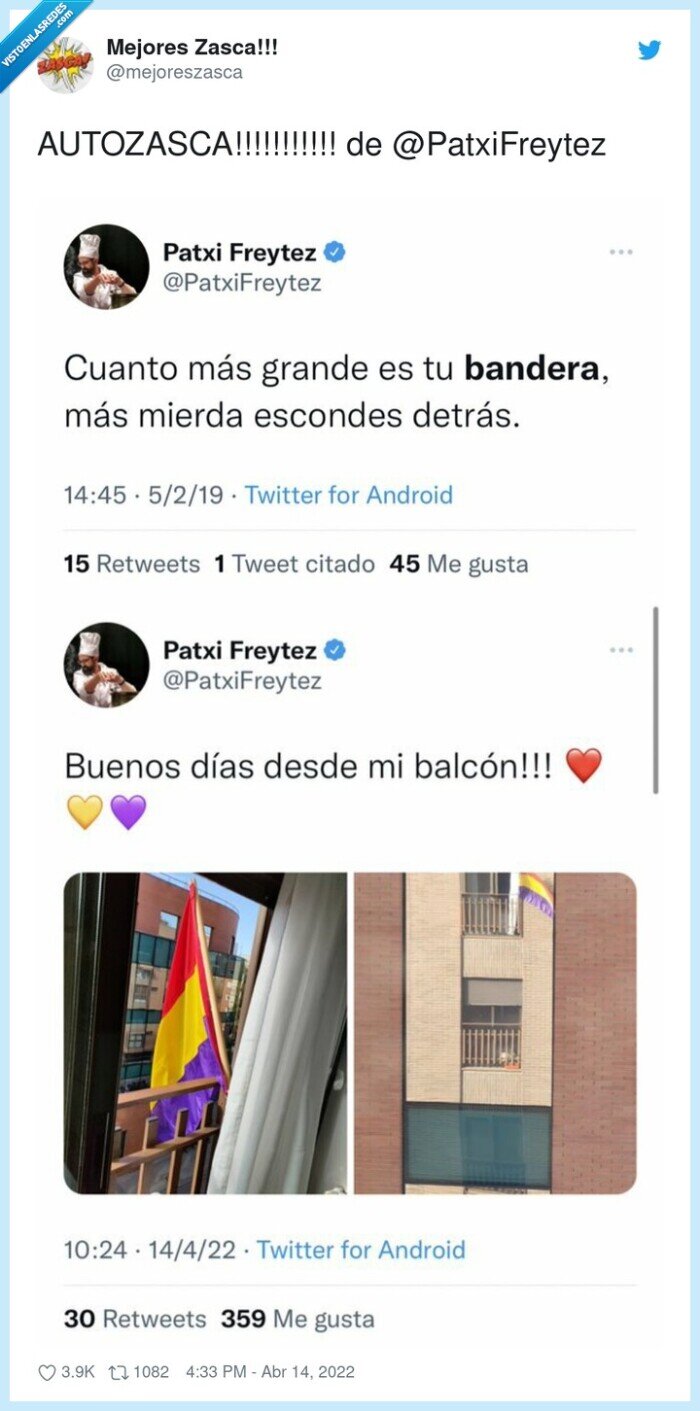 @patxifreytez,autozasca,bandera,balcón,mierda