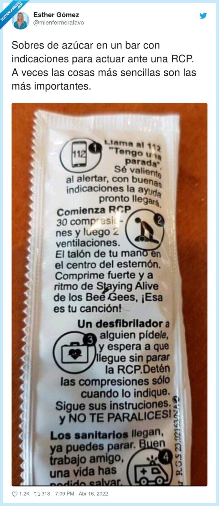 indicaciones,importantes,rcp,azúcar,sobres