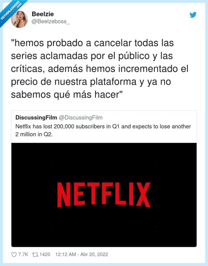 críticas,plataforma,bajada,ingresos,netflix,cancelar,público