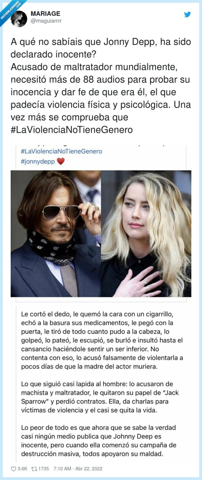 #laviolencianotienegenero,mundialmente,psicológica,maltratador,johnny depp