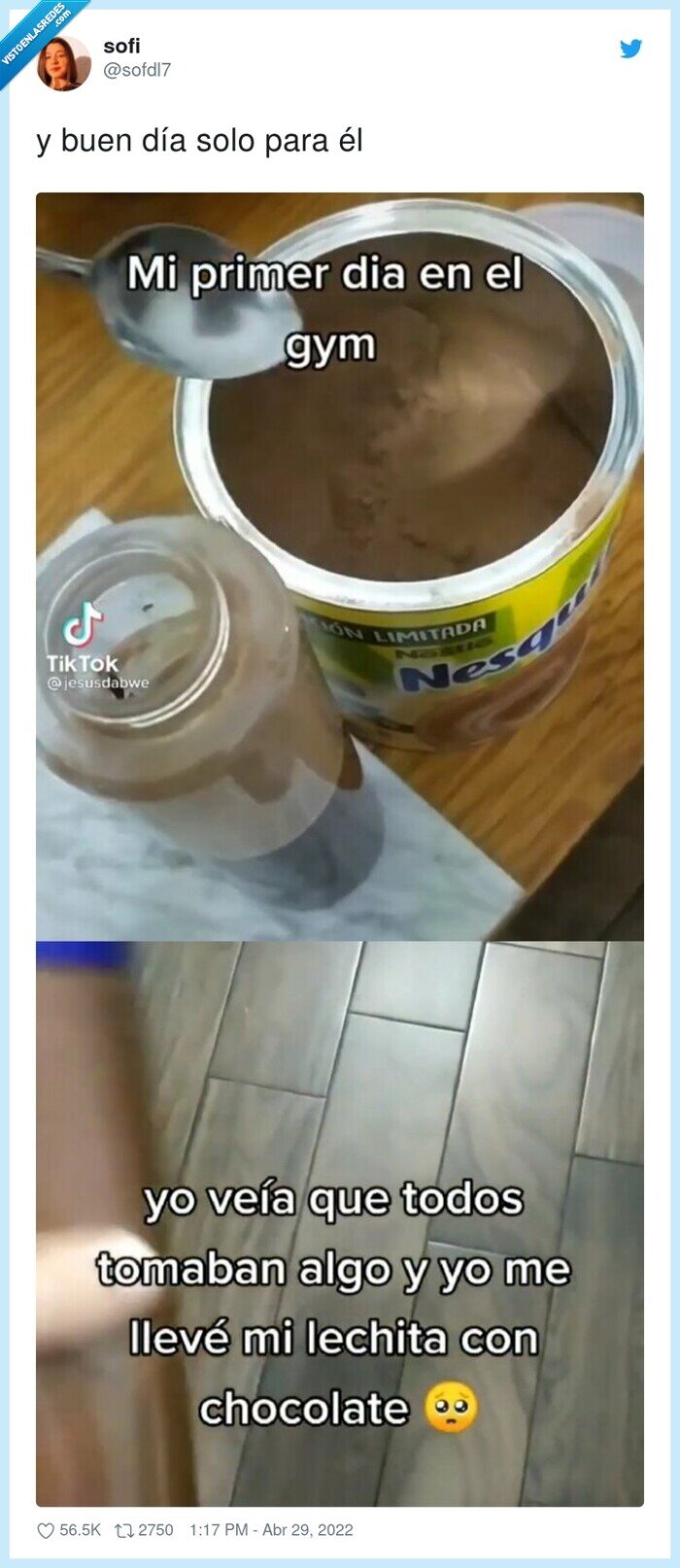 gym,primer día,proteínas,nesquik