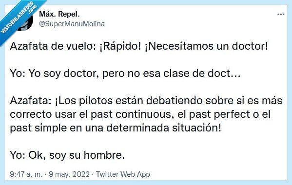 doctor,azafata,vuelo,pilotos,inglés