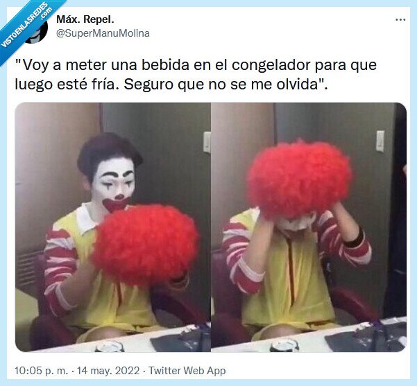 bebida,fría,congelador,olvidar,payaso