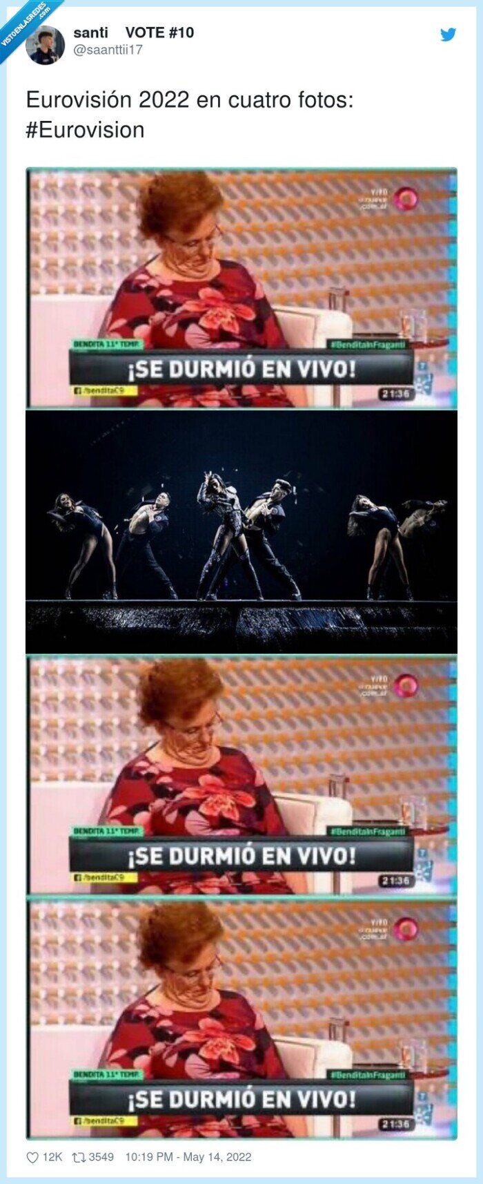 eurovisión,dormirse,aburrido,cuatro,fotos,2022