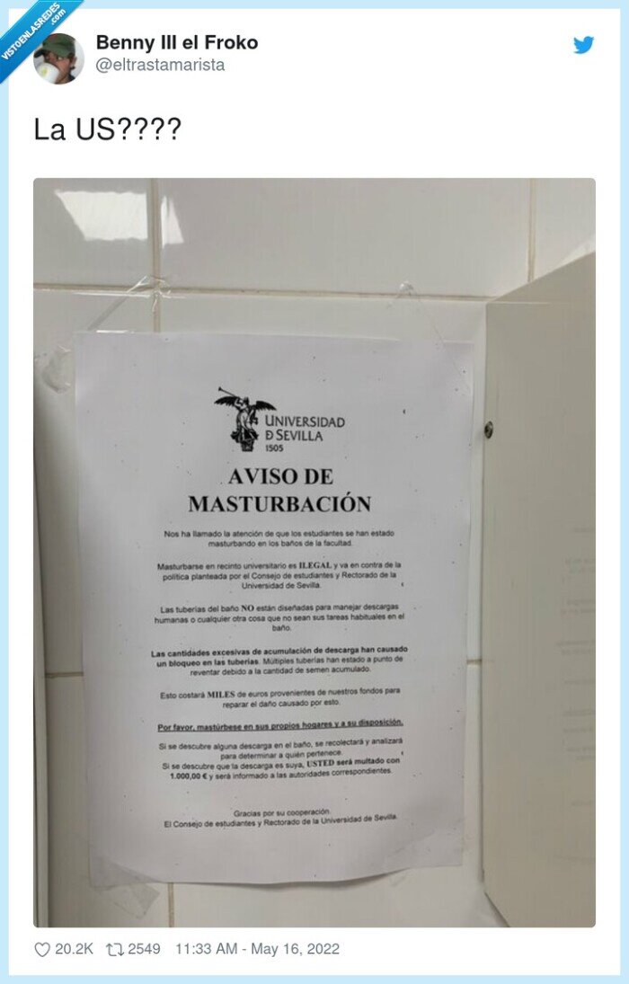 Universidad de Sevilla,aviso,cartel,wc