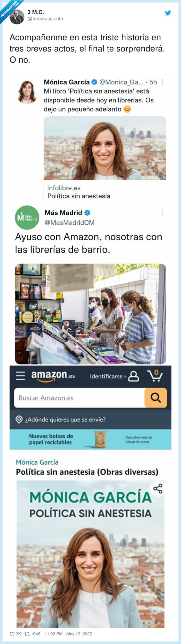 libro,amazon,librerías,moral,monica garcía
