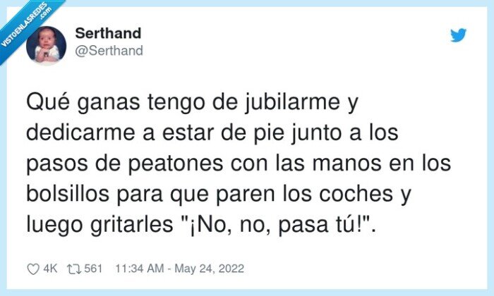 jubilarme,dedicarme,gritar,peatones,coches