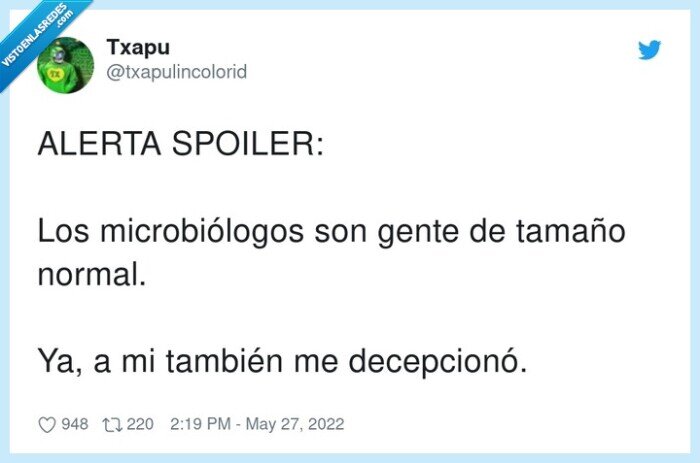 microbiólogos,decepcionar,spoiler,tamaño