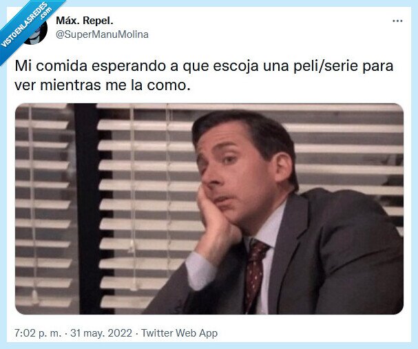 comida,escoger,película,serie,comer,the office,esperar