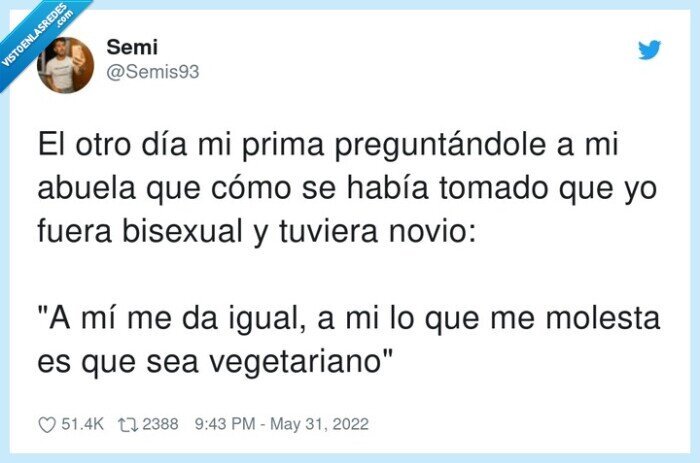 pregunta,vegetariano,bisexual,molesta,abuela