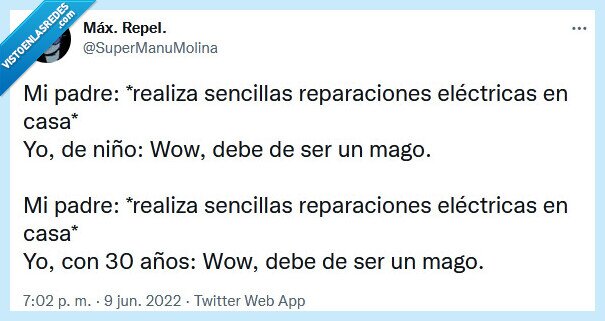 mago,padre,niño,30 años,reparaciones,electricidad