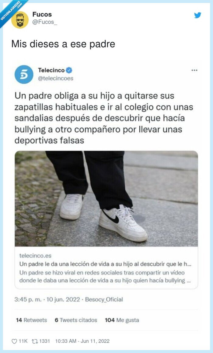 padre,hijo,bullying,zapatillas,marca,reírse