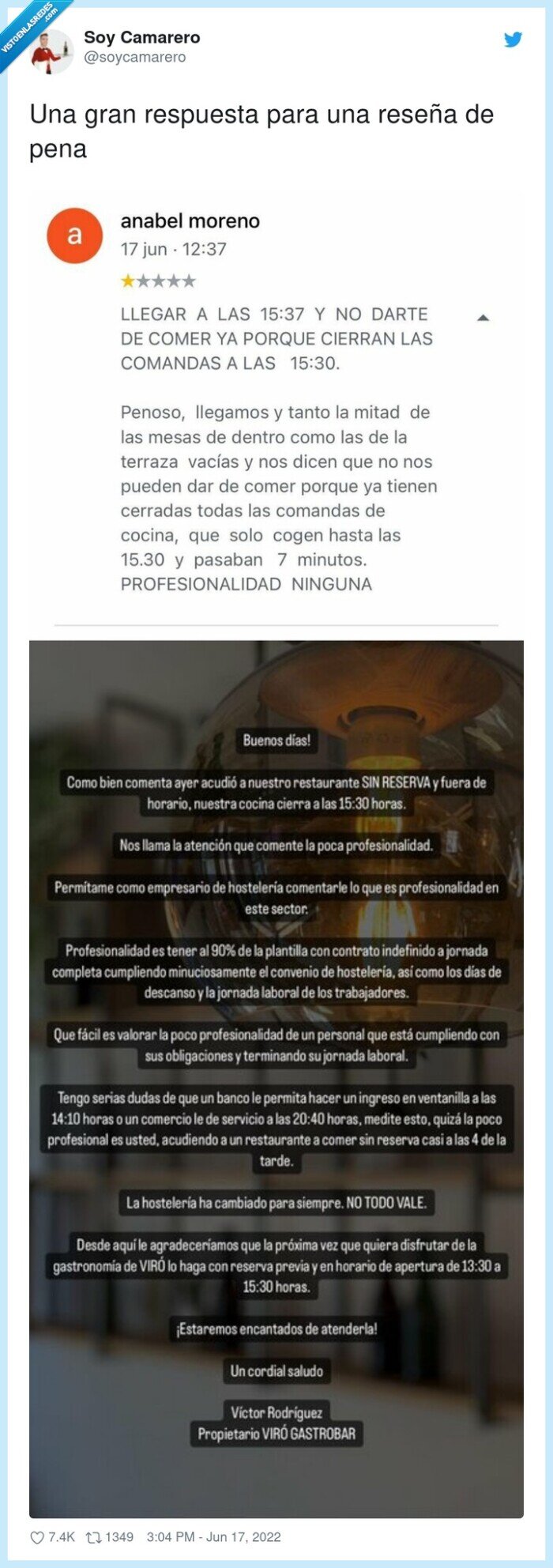 reseña,review,respuesta,gastrobar