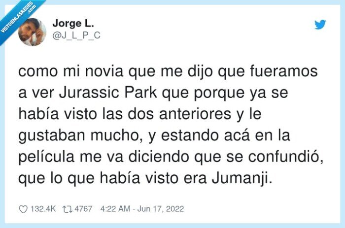 confundir,anteriores,película,jurassic park,jumanji