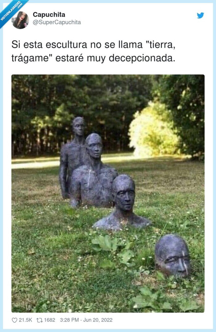 decepcionada,escultura,tierra trágame