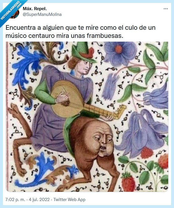 centauro,músico,culo,frambuesas,mirar