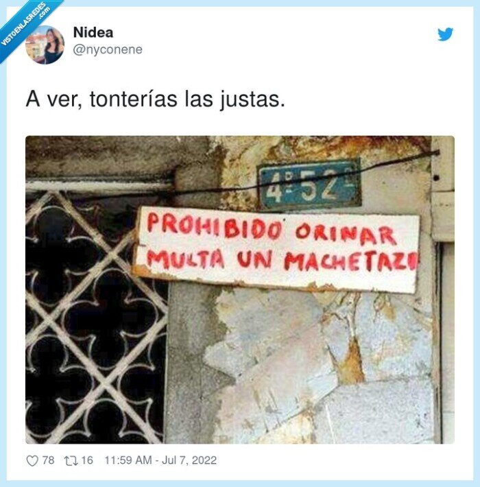 amenaza,cartel,orinar,multa,machetazo