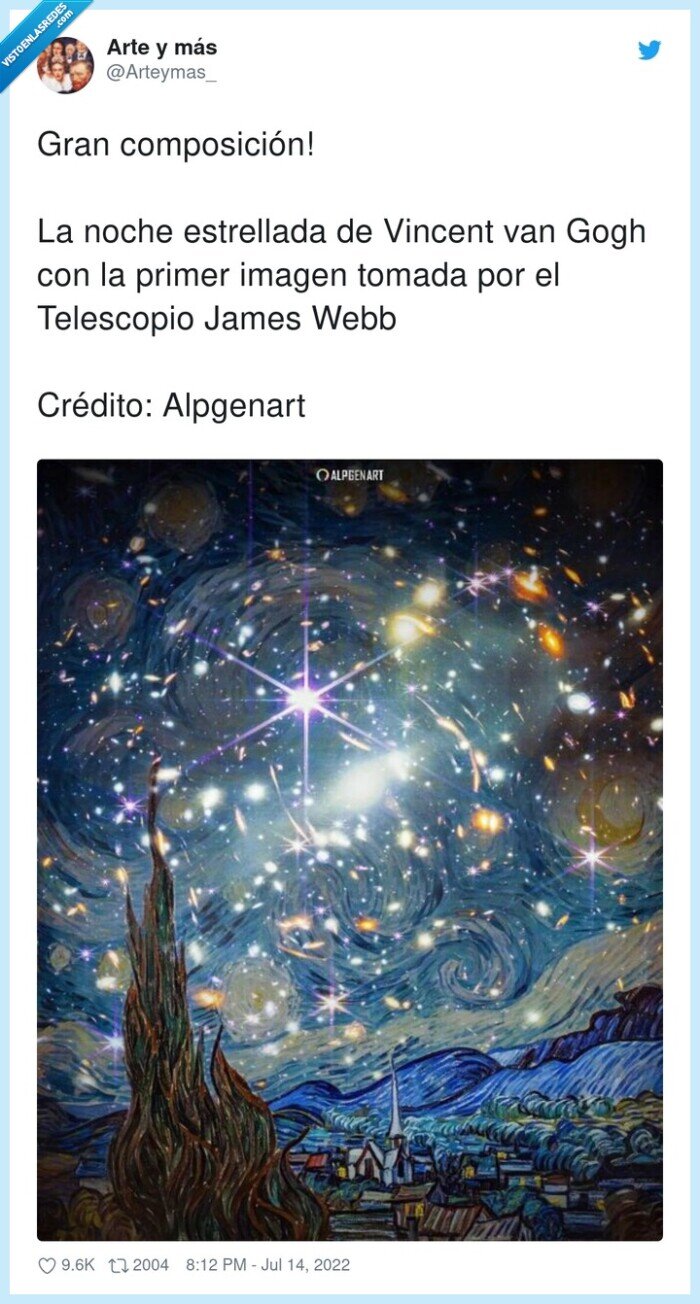 van gogh,noche estrellada,james webb,telescopio,foto,espacio
