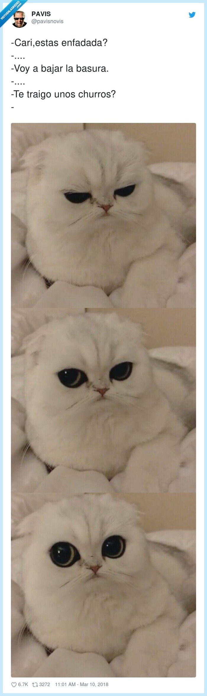 enfadada,churros,basura,traigo,bajar