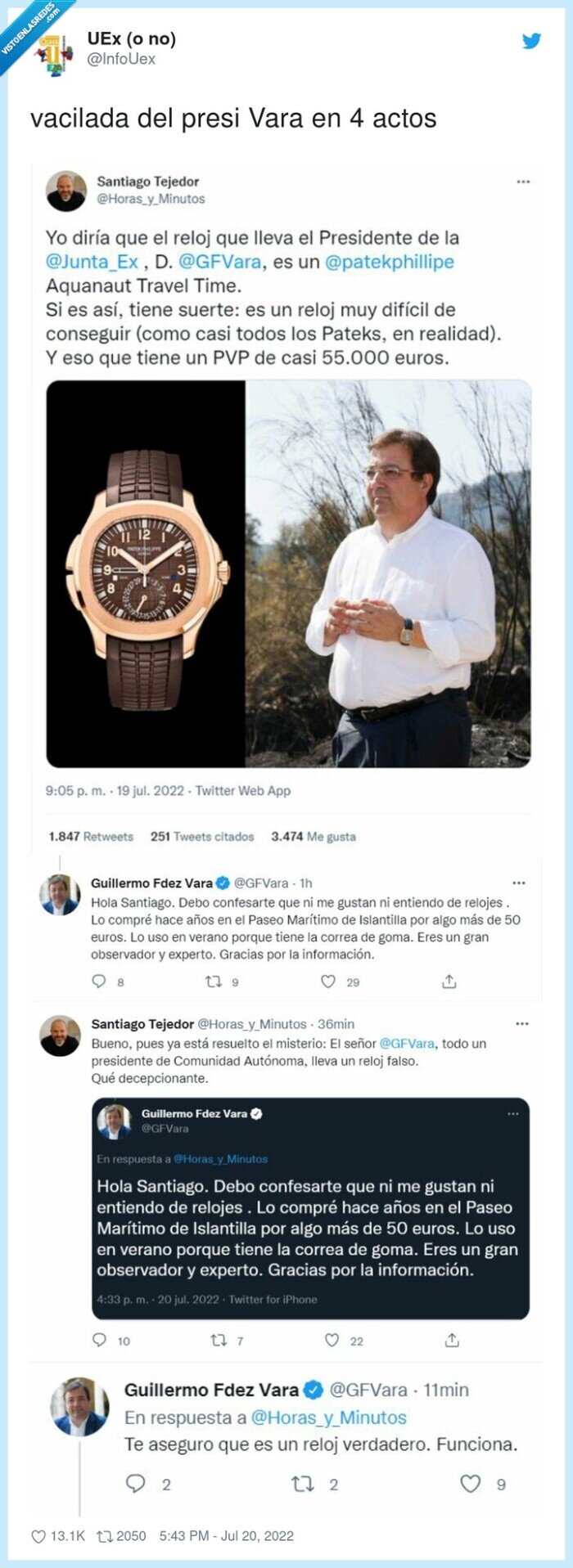 presidente,guillermo fernandez vara,reloj,caro