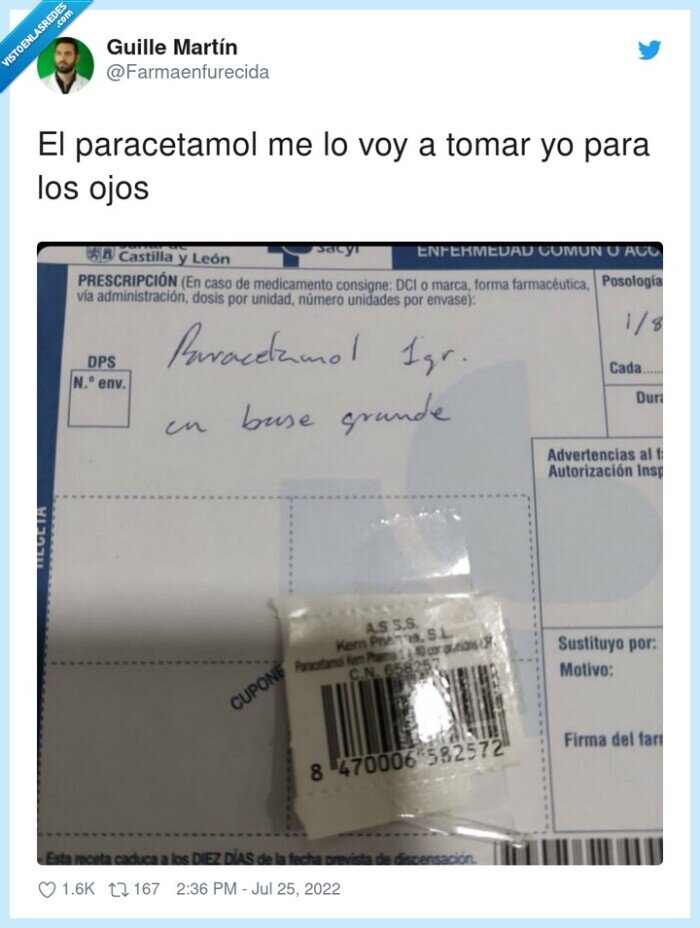 paracetamol,tomar,receta,en base,envase