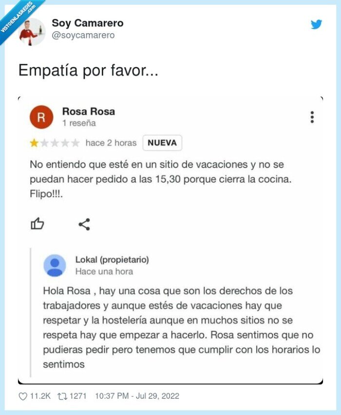 restaurante,reseña,crítica,queja,horarios