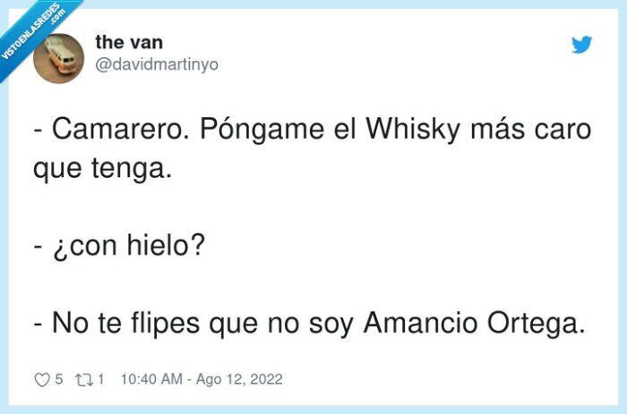 camarero,amancio ortega,whisky,hielo