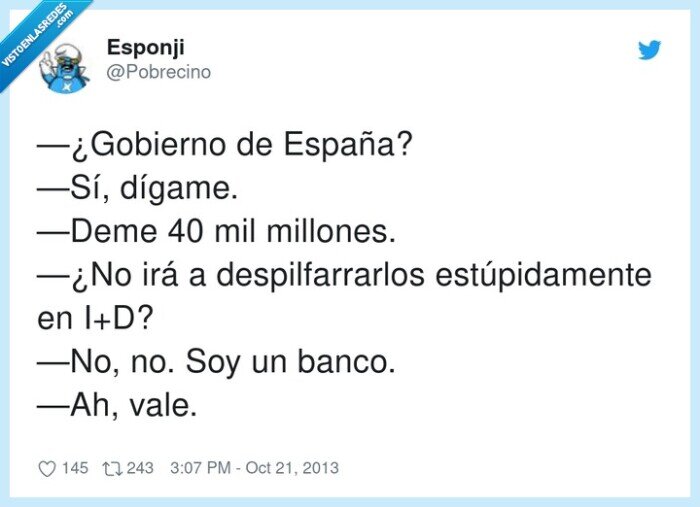 despilfarrarlos,estúpidamente,millones,gobierno,españa,I+D,banco